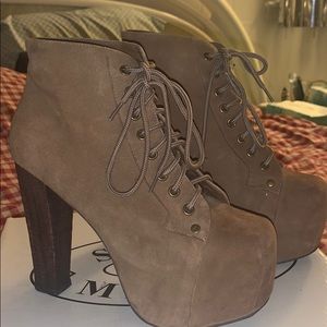 Jeffrey Campbell Lita Taupe suede boots